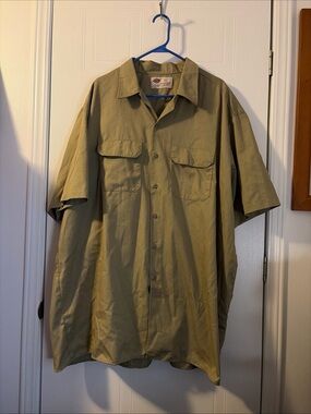Dickies Work Shirt Khaki Button Up Short Sleeve Men’s 3XL Utility